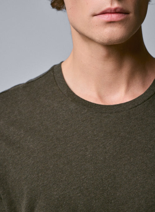 Grünes Kurzarm-T-Shirt mit Rundhalsausschnitt aus Bio-Baumwolle - MAJESTIC FILATURES