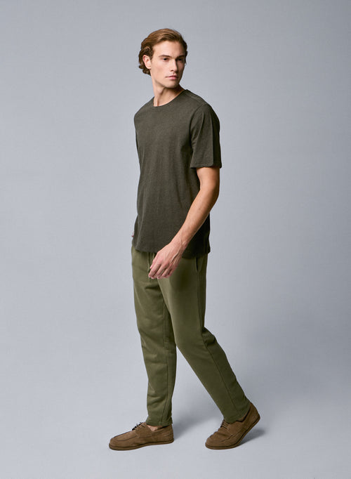 Grünes Kurzarm-T-Shirt mit Rundhalsausschnitt aus Bio-Baumwolle - MAJESTIC FILATURES