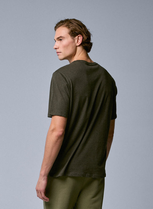 Grünes Kurzarm-T-Shirt mit Rundhalsausschnitt aus Bio-Baumwolle - MAJESTIC FILATURES