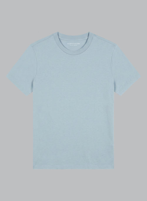 T-shirt Bleu Clair Col Rond Manches Courtes en Coton Organique - MAJESTIC FILATURES