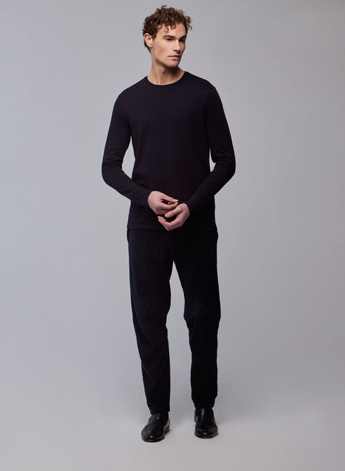 James T-Shirt Rundhalsausschnitt Langarm aus Deluxe-Baumwolle - MAJESTIC FILATURES