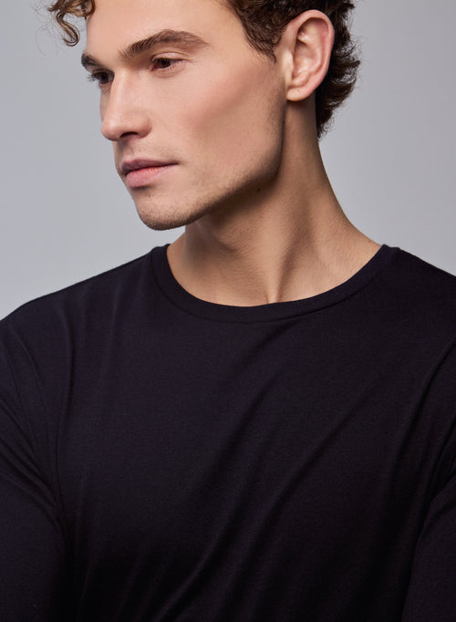 James T-Shirt Rundhalsausschnitt Langarm aus Deluxe-Baumwolle - MAJESTIC FILATURES