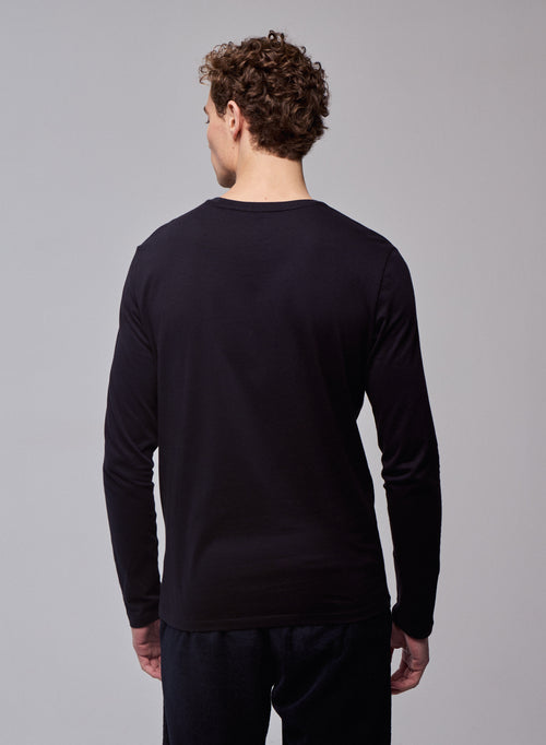 James T-Shirt Rundhalsausschnitt Langarm aus Deluxe-Baumwolle - MAJESTIC FILATURES