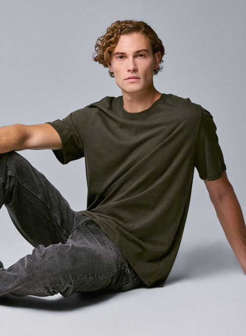 Green Round Neck Short Sleeve T-Shirt in Organic Cotton - MAJESTIC FILATURES