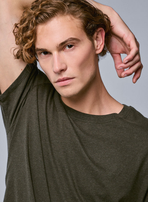 Green Round Neck Short Sleeve T-Shirt in Organic Cotton - MAJESTIC FILATURES