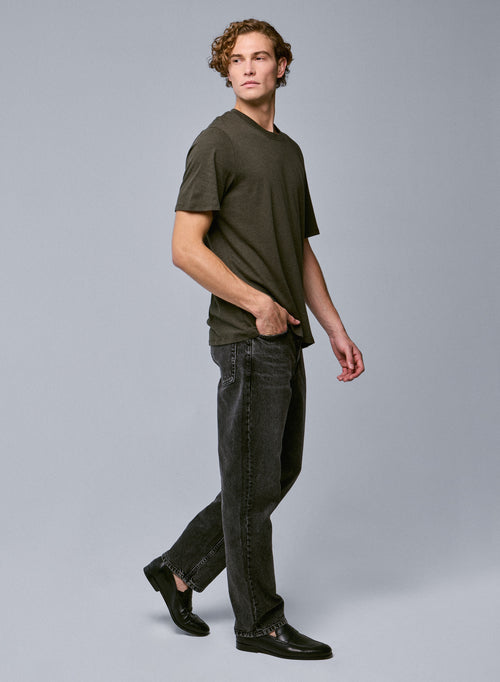 Green Round Neck Short Sleeve T-Shirt in Organic Cotton - MAJESTIC FILATURES