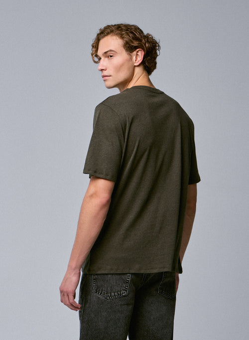 Green Round Neck Short Sleeve T-Shirt in Organic Cotton - MAJESTIC FILATURES