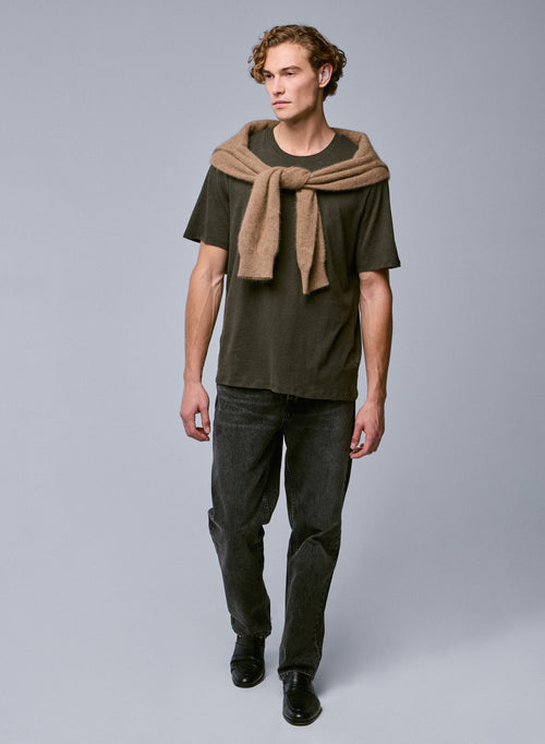 Green Round Neck Short Sleeve T-Shirt in Organic Cotton - MAJESTIC FILATURES