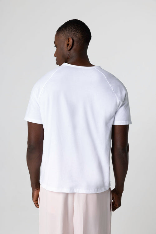 T-Shirt mit Rundhalsausschnitt und kurzen Ärmeln aus Bio-Baumwolle in Weiß - MAJESTIC FILATURES