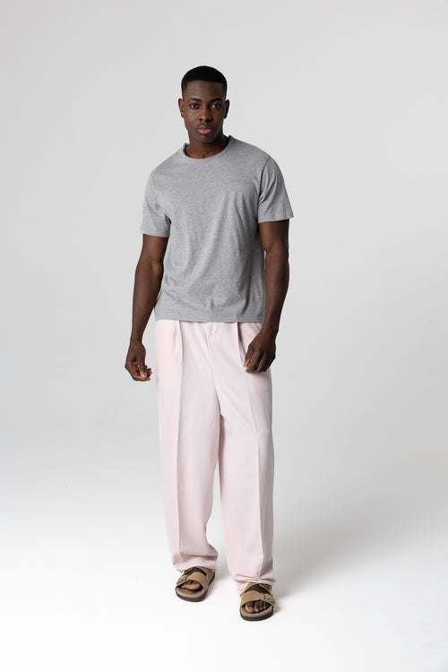 T-shirt Gris Col Rond Manches Courtes en Coton organique - MAJESTIC FILATURES