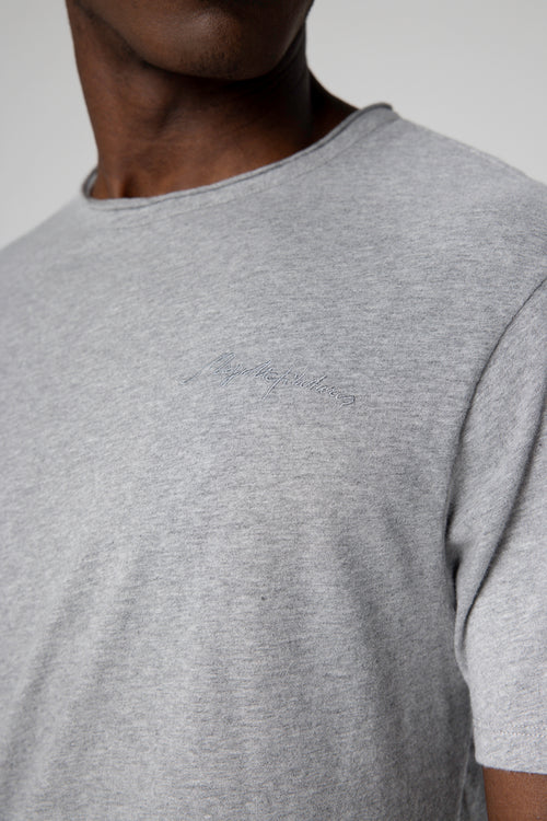 T-shirt Gris Col Rond Manches Courtes en Coton organique - MAJESTIC FILATURES