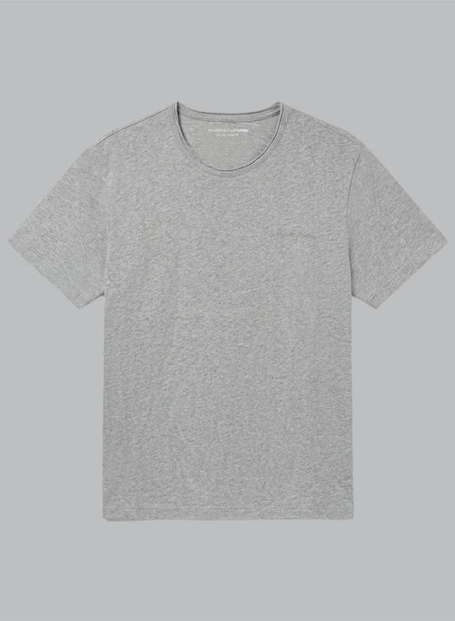 T-shirt Gris Col Rond Manches Courtes en Coton organique - MAJESTIC FILATURES