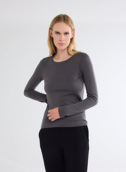 Green Round Neck Long Sleeve T-shirt - MAJESTIC FILATURES