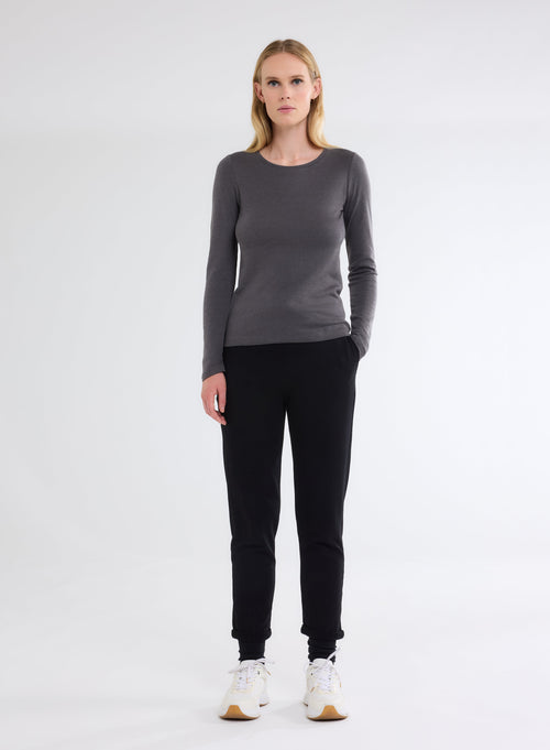 Green Round Neck Long Sleeve T-shirt - MAJESTIC FILATURES