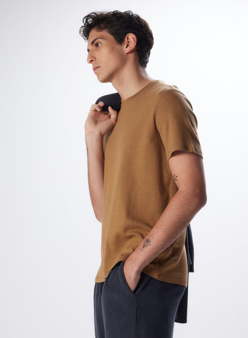 "Cotton / Cashmere double-sided Short Sleeve T-shirt" - MAJESTIC FILATURES