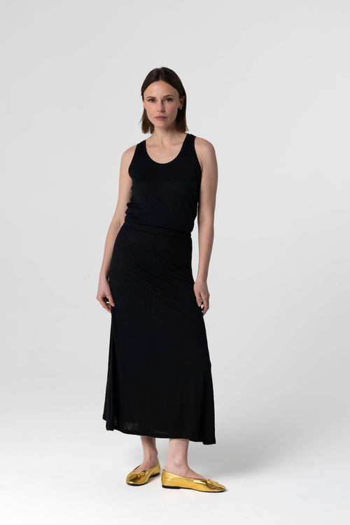 Falda negra de lino y elastano - MAJESTIC FILATURES
