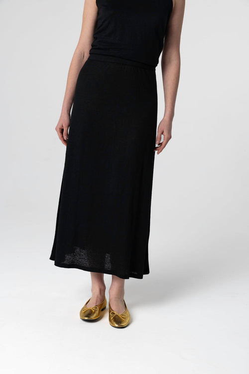 Falda negra de lino y elastano - MAJESTIC FILATURES