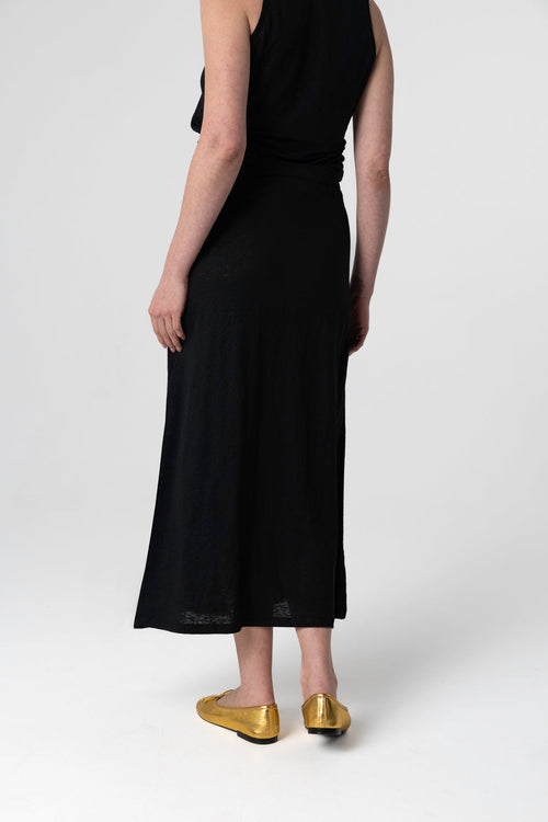 Falda negra de lino y elastano - MAJESTIC FILATURES