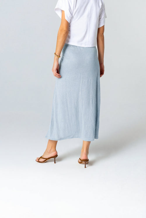 Light Blue Linen / Elastane Skirt - MAJESTIC FILATURES