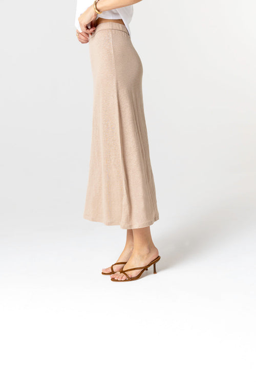 Falda beige de lino y elastano - MAJESTIC FILATURES