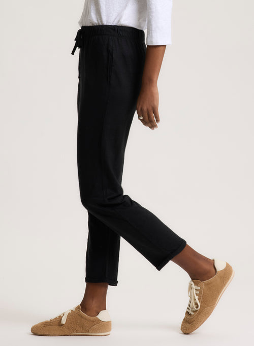 Black Linen/Elastane Pants - MAJESTIC FILATURES