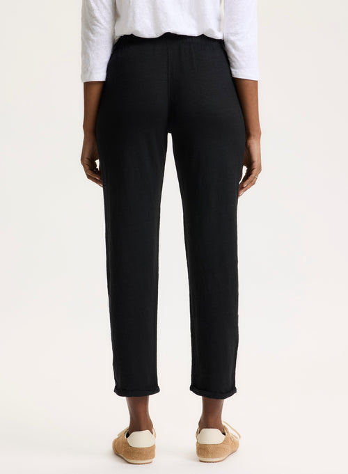 Black Linen/Elastane Pants - MAJESTIC FILATURES