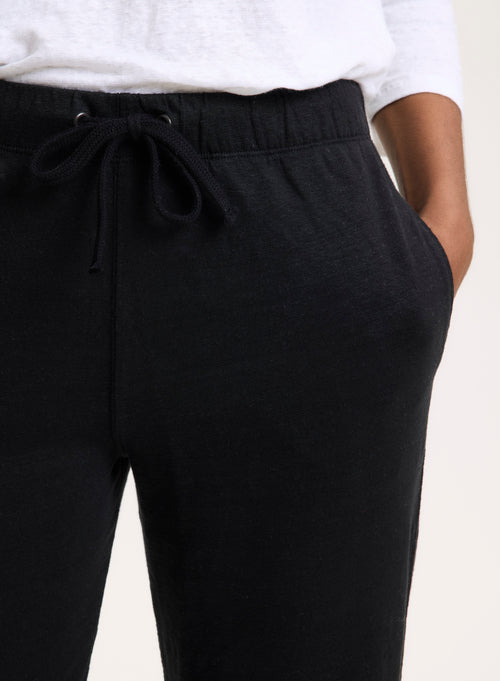 Black Linen/Elastane Pants - MAJESTIC FILATURES