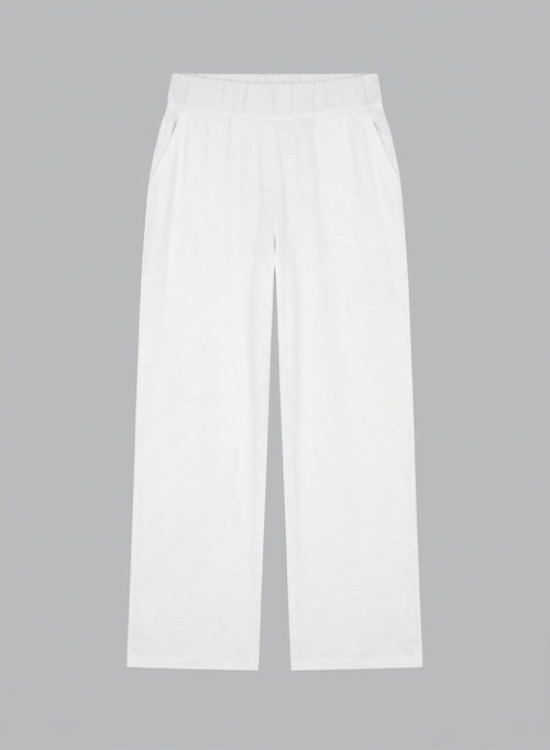 White Linen / Elastane Pants - MAJESTIC FILATURES