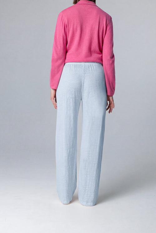 Hose aus Leinen/Elasthan in Hellblau - MAJESTIC FILATURES