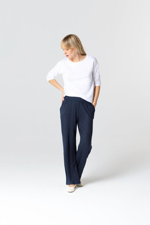 T-shirt Blanc Col Bateau Manches Trois quarts en Lin / Elasthanne - MAJESTIC FILATURES