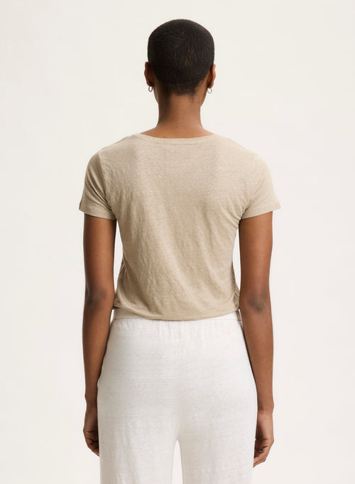 Beige T-shirt Round Neck Short Sleeve - MAJESTIC FILATURES