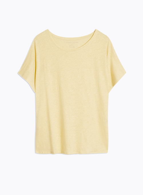 Tee shirt Jaune Manches Courtes Col Rond en Lin / Elasthanne - MAJESTIC FILATURES