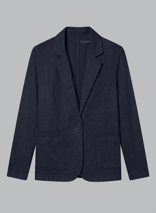 Veste Marine Manches Longues en Lin / Elasthanne - MAJESTIC FILATURES