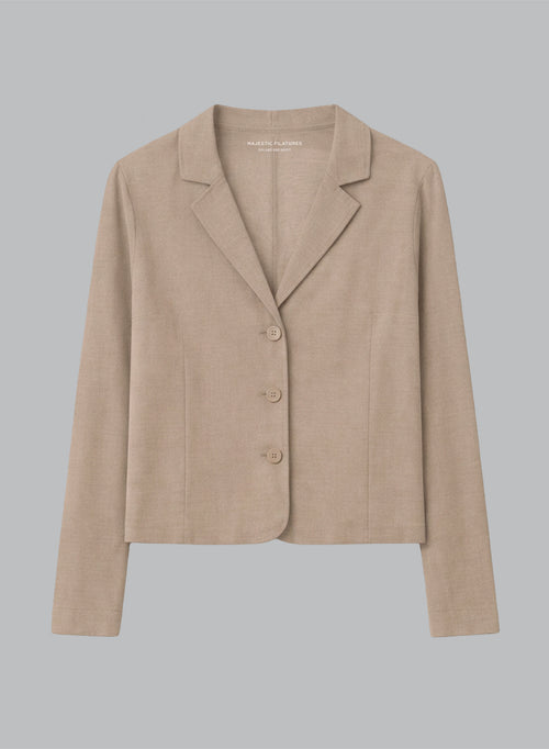 Beige Long-Sleeve Jacket in Linen / Elastane - MAJESTIC FILATURES