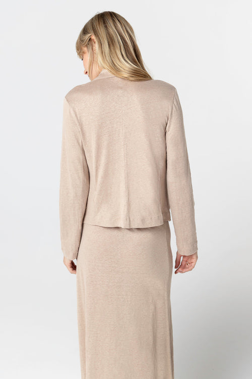 Chaqueta beige de manga larga en lino/elastano - MAJESTIC FILATURES