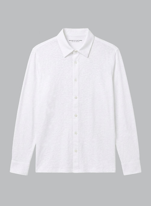 White Long Sleeve Linen Shirt - MAJESTIC FILATURES