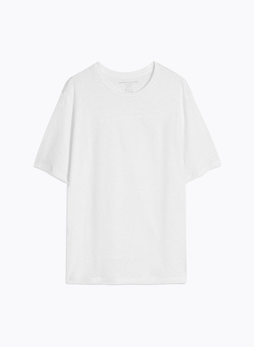 Tee shirt Blanc Col Rond Manches Courtes - MAJESTIC FILATURES