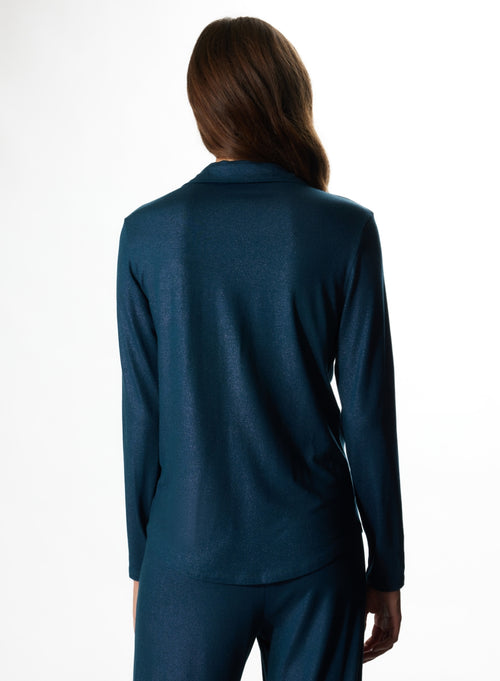 Blue long-sleeved shirt in viscose / elastane - MAJESTIC FILATURES