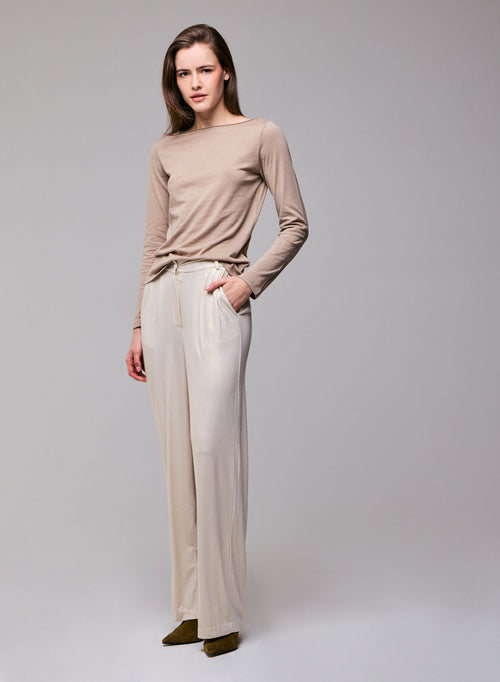 Pantalon Blanc en Viscose / Elasthanne - MAJESTIC FILATURES