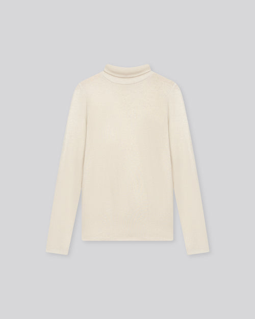 Weißes Rollkragen-Langarm-T-Shirt aus Viskose / Elasthan - MAJESTIC FILATURES