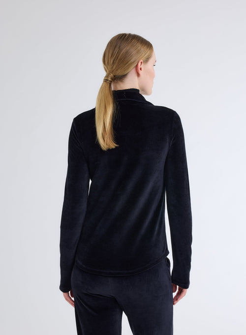 Long Sleeve Navy Shirt in Organic Cotton, Modal and Elastane - MAJESTIC FILATURES