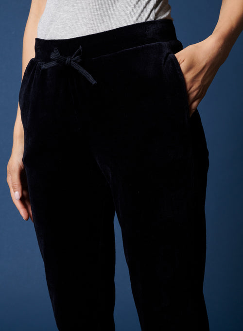Navy pants in cotton / modal / elastane - MAJESTIC FILATURES