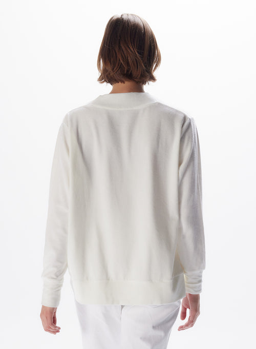 "Sweatshirt aus Samt mit V-Ausschnitt aus Baumwolle / Modal" - MAJESTIC FILATURES