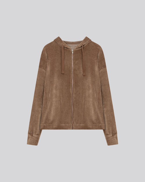 Sweat Beige Capuche Manches Longues en Coton / Modal / Elasthanne - MAJESTIC FILATURES