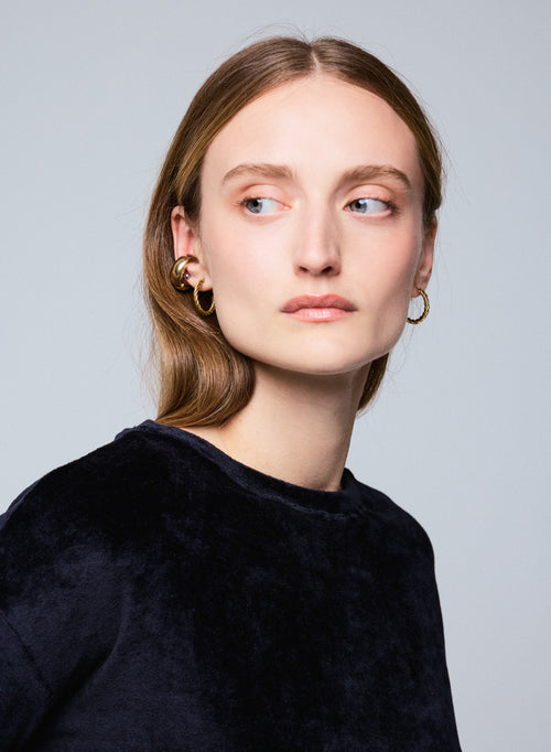 T-shirt Marine Col Bateau Manches Longues en Coton Organique / Modal / Elasthanne - MAJESTIC FILATURES