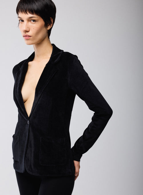 Veste Noire Manches Longues en Coton Organique / Modal / Elasthanne - MAJESTIC FILATURES