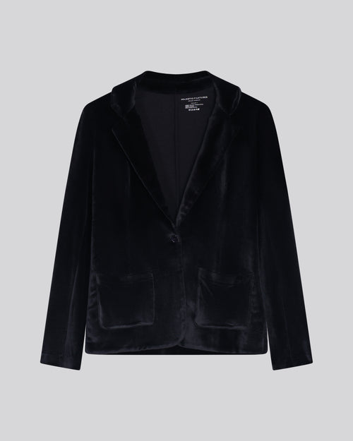 Chaqueta azul marino de manga larga en algodón orgánico / modal / elastano - MAJESTIC FILATURES