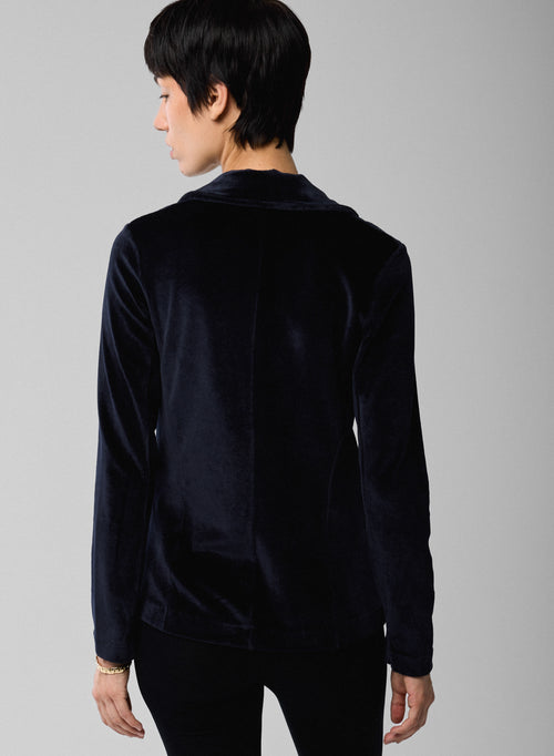 Chaqueta azul marino de manga larga en algodón orgánico / modal / elastano - MAJESTIC FILATURES