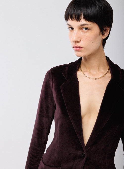 Violette Jacke Lange Ärmel aus Bio-Baumwolle / Modal / Elasthan - MAJESTIC FILATURES