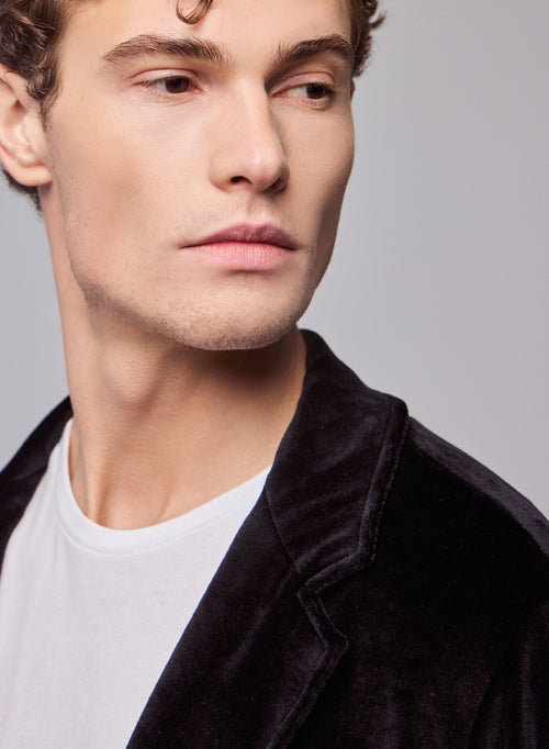 Veste Noire Veste Manches Longues en Coton Organique / Modal / Elasthanne - MAJESTIC FILATURES